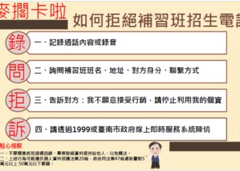 嚴禁補習班業者非法蒐集使用學生個資 南市加強宣導及稽查工作 嚴禁補習班業者非法蒐集使用學生個資 南市加強宣導及稽查工作
