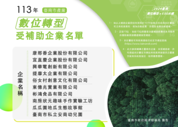 臺南市「113年產業數位轉型輔導計畫」補助名單公布