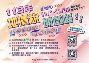 113年地價稅開徵囉！請如期繳納