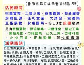113/4/27(六)勞工局職訓就服中心辦理2024麻豆區聯合徵才活動， 歡迎求職民眾踴躍參加