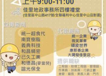 114/4/23(三)勞工局職訓就服中心辦理「佳里區聯合徵才活動」歡迎求職民眾踴躍參加