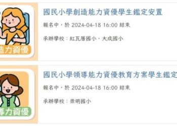 鼓勵發展多元智能 南市創造及領導能力2項資優教育方案開始報名！歡迎具潛質的國小3至5年級學生4月18日前踴躍報名參加