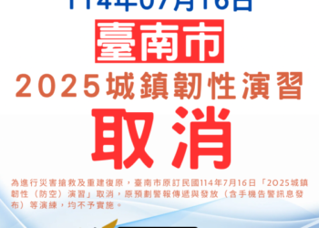 全力投入丹娜絲颱風災後復原,取消辦理2025年城鎮韌性演習 全力投入丹娜絲颱風災後復原,取消辦理2025年城鎮韌性演習