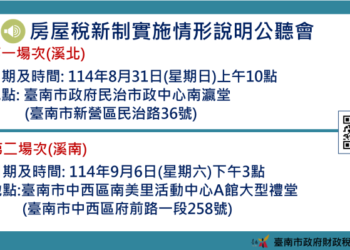 市府8/31、9/6舉辦公聽會傾聽民意 說明房屋稅新制實施情形 市府8/31、9/6舉辦公聽會傾聽民意 說明房屋稅新制實施情形