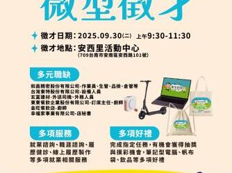 9/30(二)勞工局職訓就服中心辦理就業快餐車第3場小型徵才活動 歡迎求職民眾踴躍參加 9/30(二)勞工局職訓就服中心辦理就業快餐車第3場小型徵才活動 歡迎求職民眾踴躍參加