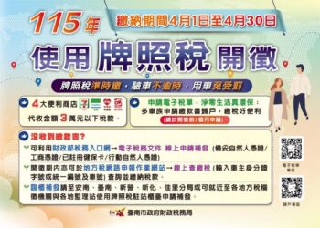 115年牌照稅4月1日開徵，多元管道繳納好便利，電子稅單環保又即時！