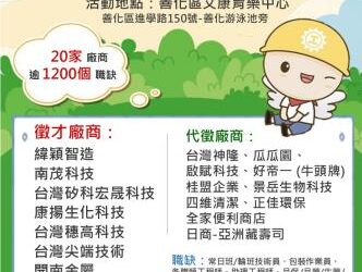 115/04/24（五）勞工局職訓就服中心辦理【徵好運】善化區聯合徵才活動，歡迎求職民眾踴躍參加